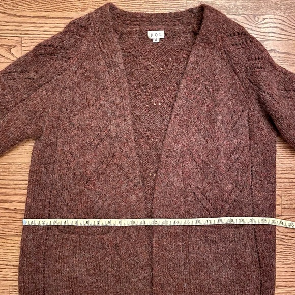 POL women’s open front wool blend cardigan in burgandy, oversized, size S - Picture 7 of 8